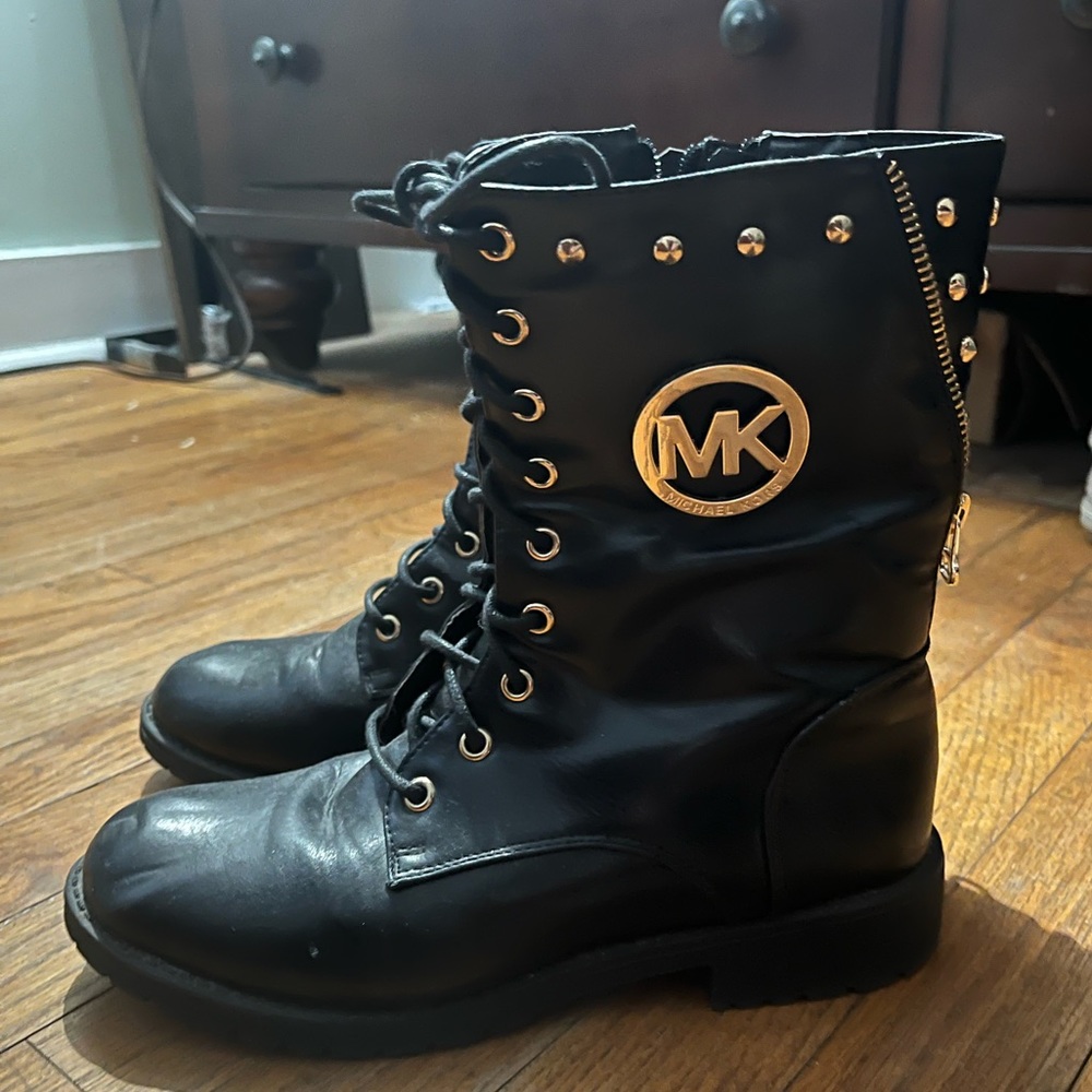 michael kors studded black combat boots
